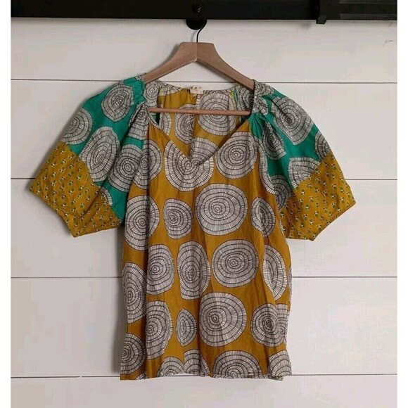 ivy jane Tops - Ivy Jane Artsy Boho Relaxed Blouse Size Small Colorful Patchwork Cotton